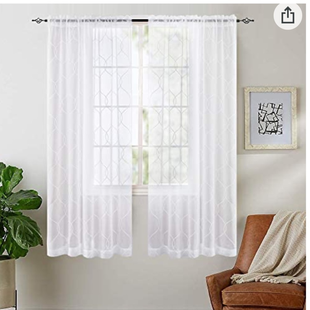 Jin Chan. Sheer Curtain embroidered Rod Pocket